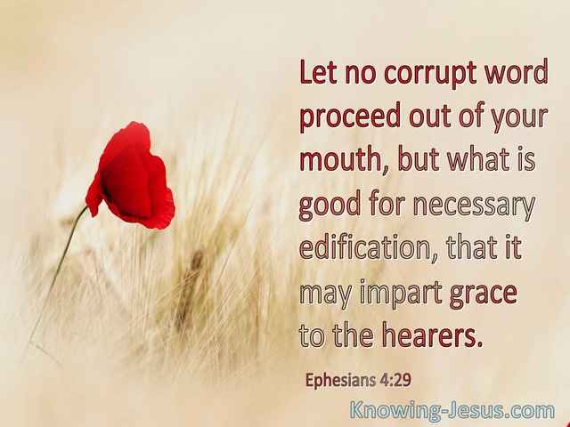 Ephesians 4:29 Let No Corrupt Words Come From Your Mouth (beige)